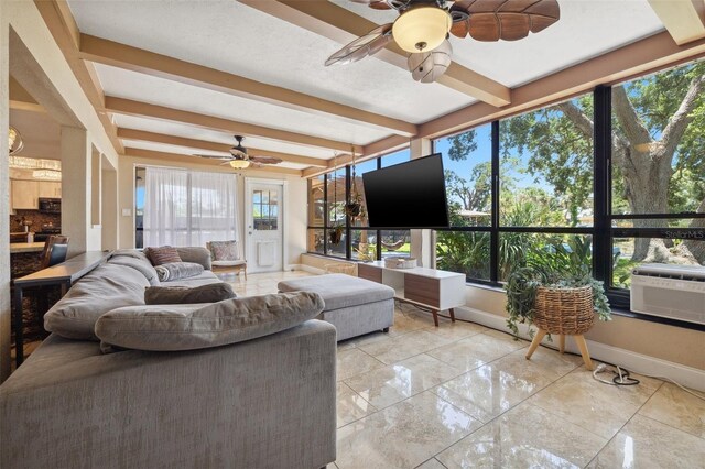 10730 52nd Ave N, Saint Petersburg, FL 33708 - sunroom / solarium featuring beam ceiling and marble finish floors