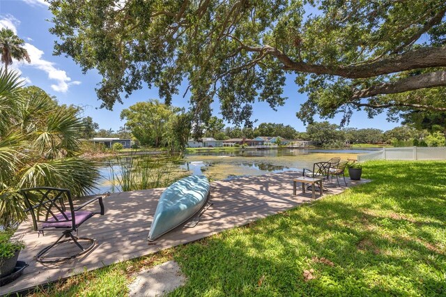 10730 52nd Ave N, Saint Petersburg, FL 33708 - dock area with a yard and a water view