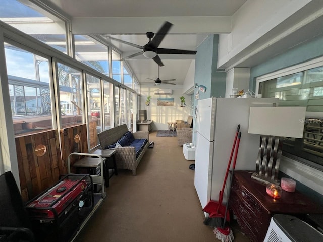 6531 Seaview Blvd, Hudson, FL 34667 - sunroom featuring a ceiling fan and an AC wall unit