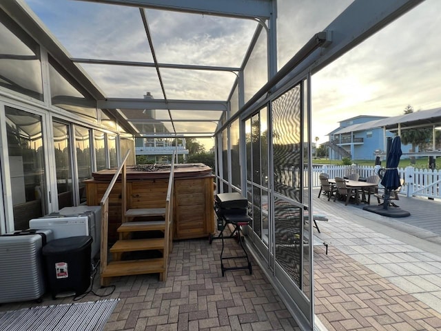 6531 Seaview Blvd, Hudson, FL 34667 - view of patio / terrace with a hot tub and outdoor dining space