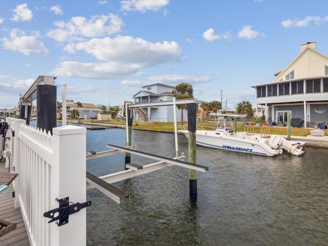 6531 Seaview Blvd, Hudson, FL 34667 - dock area featuring boat lift and a water view