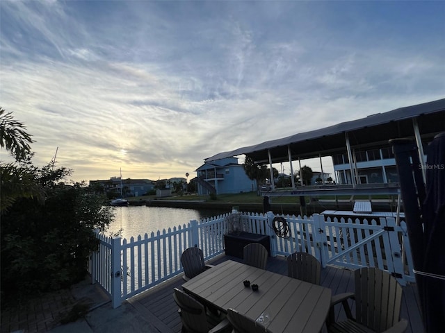 6531 Seaview Blvd, Hudson, FL 34667 - deck featuring a water view and outdoor dining area