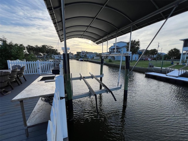 6531 Seaview Blvd, Hudson, FL 34667 - dock area with boat lift and a water view