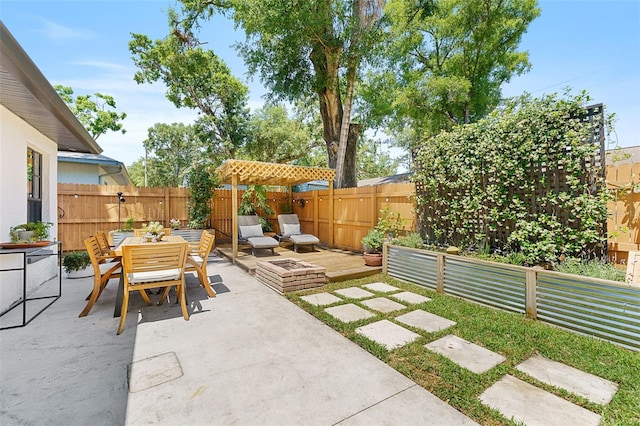 1313 W Carissa Ct, Tampa, FL 33604 - fenced backyard with a patio, outdoor dining space, and a wooden deck