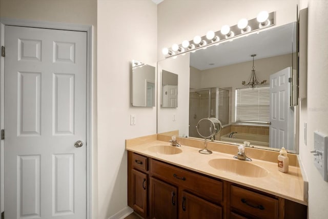 11132 Creek Haven Dr, Riverview, FL 33569 - bathroom with a shower stall, double vanity, and a garden tub