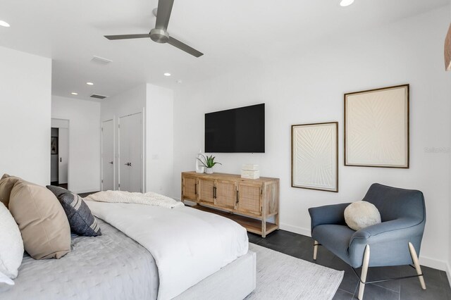 905 Bay Point Dr, Madeira Beach, FL 33708 - bedroom featuring recessed lighting and ceiling fan