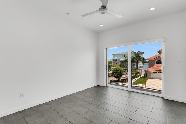 905 Bay Point Dr, Madeira Beach, FL 33708 - unfurnished room with recessed lighting, ceiling fan, and a smoke detector