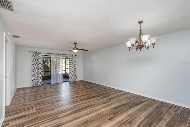 89 Fremont Ave Unit 504, Daytona Beach, FL 32114 - empty room featuring wood finished floors, a chandelier, and a ceiling fan