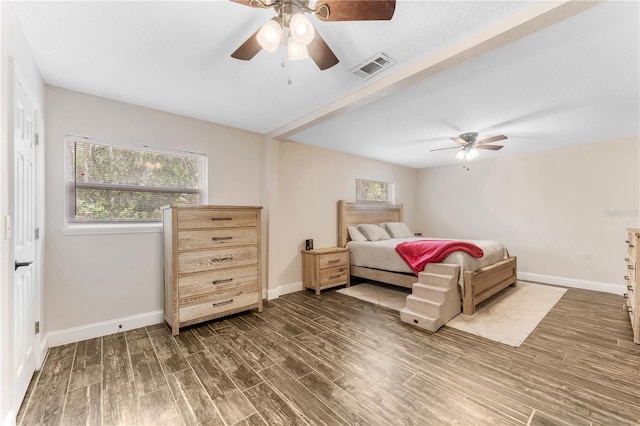 9819 Allen Rd, Lithia, FL 33547 - bedroom with dark wood-type flooring and a ceiling fan