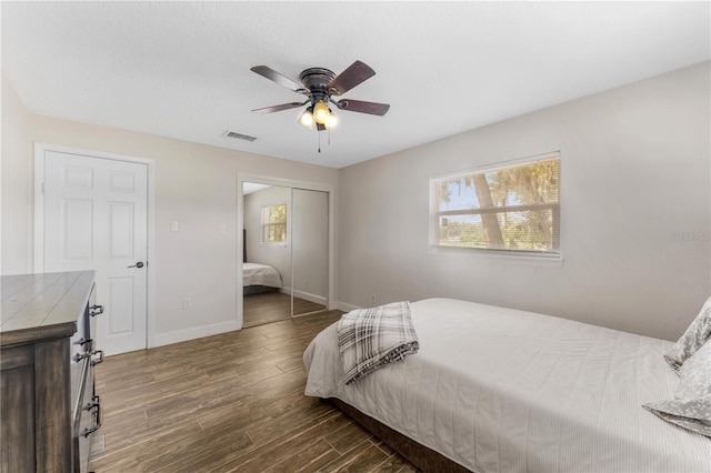 9819 Allen Rd, Lithia, FL 33547 - bedroom featuring wood finished floors, a closet, and a ceiling fan