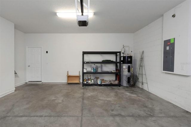 1613 Cabbage Key Dr, Ruskin, FL 33570 - garage featuring heat pump water heater, electric panel, and a garage door opener