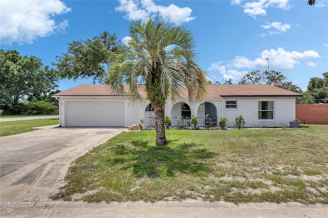 8445 Angela Ct, Zephyrhills, FL 33541 - view of front of property with a garage, driveway, and stucco siding