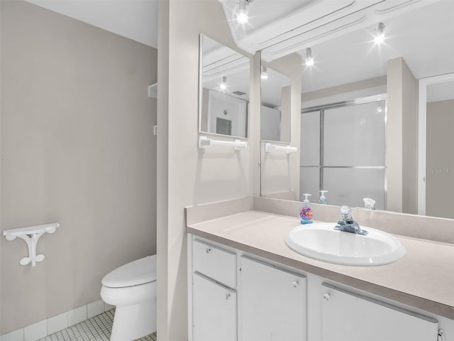 401 Windrush Bay Dr, Tarpon Springs, FL 34689 - full bathroom with tile patterned floors, a stall shower, and vanity