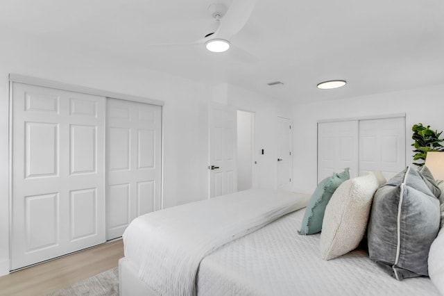 3381 19th Pl SW, Largo, FL 33774 - bedroom with light wood-type flooring and a ceiling fan