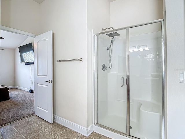 14371 Edinburgh Moor Dr, Wimauma, FL 33598 - full bathroom with a shower stall and tile patterned flooring
