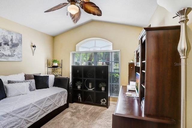 7101 Bucks Ford Dr, Riverview, FL 33578 - carpeted bedroom featuring lofted ceiling and ceiling fan