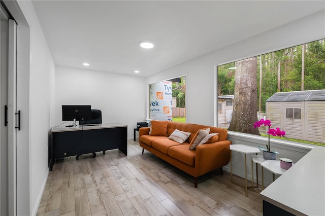 5346 Black Pine Dr, Tampa, FL 33624 - office area with light wood-type flooring and recessed lighting