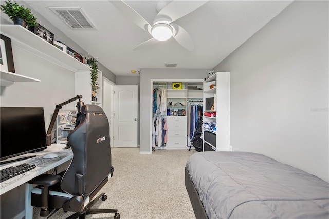 4512 Pointe O Woods Dr, Wesley Chapel, FL 33543 - bedroom featuring a closet, a desk, carpet flooring, and ceiling fan