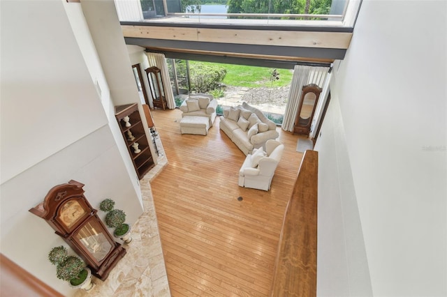2103 N Golfview Dr, Plant City, FL 33566 - living area with hardwood / wood-style floors and a high ceiling