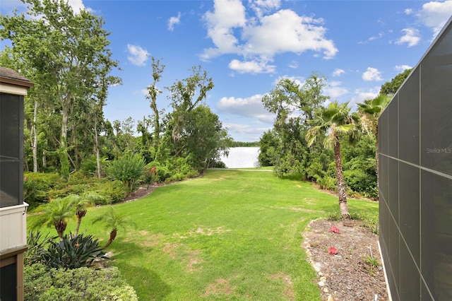 2103 N Golfview Dr, Plant City, FL 33566 - view of grassy yard with a water view and a lanai