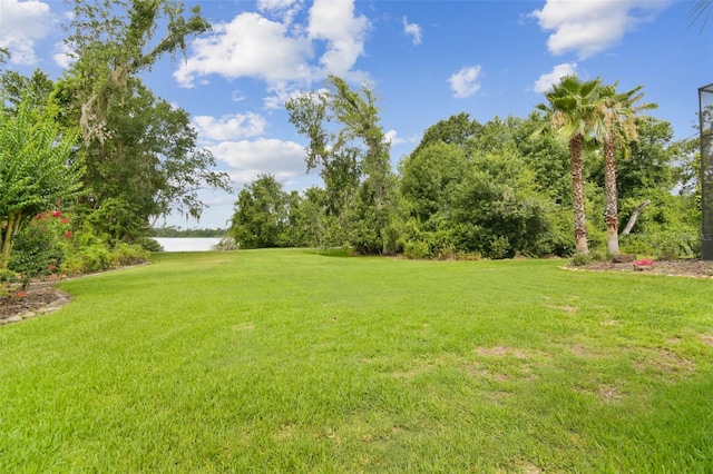 2103 N Golfview Dr, Plant City, FL 33566 - view of green lawn with a water view and view of wooded area