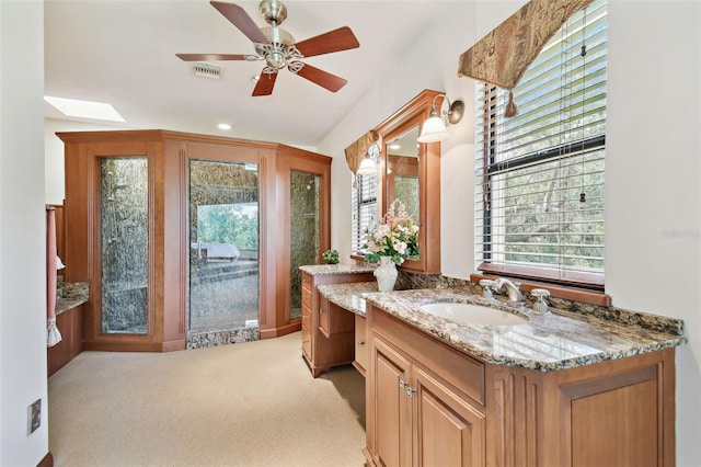 2103 N Golfview Dr, Plant City, FL 33566 - bathroom featuring vanity and ceiling fan