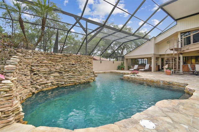 2103 N Golfview Dr, Plant City, FL 33566 - outdoor pool with a patio, a lanai, and stairs