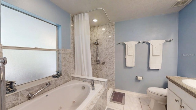 7010 Kendall Heath Way, Land O Lakes, FL 34637 - full bathroom featuring a tub with jets, vanity, and a tile shower