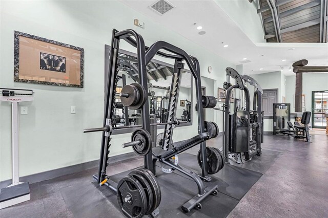 7010 Kendall Heath Way, Land O Lakes, FL 34637 - workout area with recessed lighting and baseboards