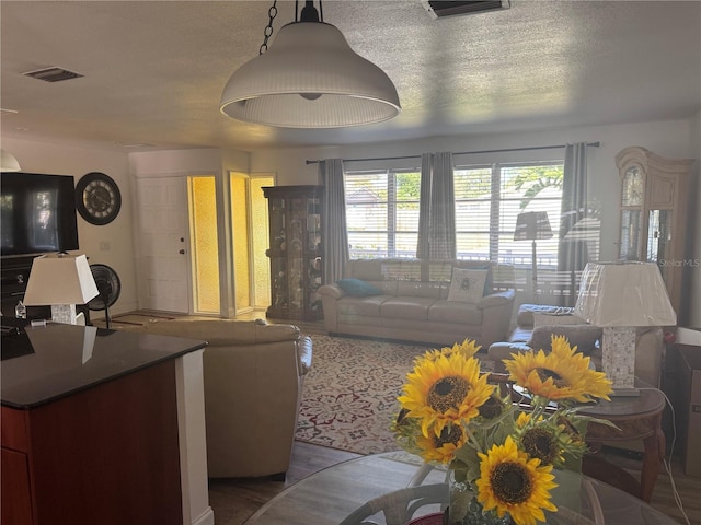10185 Santiago Ct, Seminole, FL 33776 - living area featuring a textured ceiling