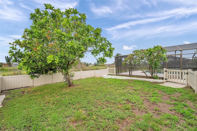 734 Flamingo Dr, Apollo Beach, FL 33572 - fenced backyard featuring a lanai