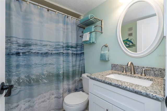 940 Virginia St Unit 303, Dunedin, FL 34698 - bathroom with vanity, a textured ceiling, and a shower with curtain