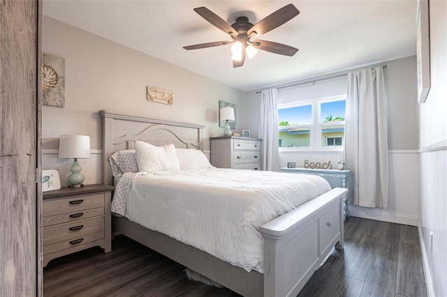 3312 Kenmore Dr, Sarasota, FL 34231 - bedroom featuring dark wood-style flooring and a ceiling fan