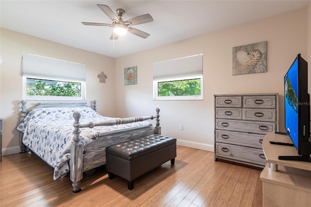 3312 Kenmore Dr, Sarasota, FL 34231 - bedroom featuring multiple windows, light wood finished floors, and a ceiling fan