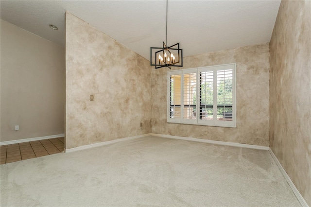 3262 Westcott Ct, Palm Harbor, FL 34684 - carpeted spare room featuring a chandelier and lofted ceiling