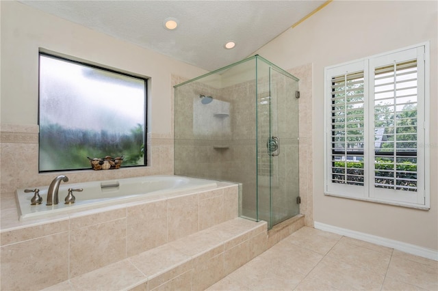 3262 Westcott Ct, Palm Harbor, FL 34684 - full bath featuring tile patterned flooring, a bath, a shower stall, and recessed lighting