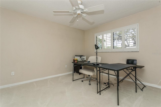 3262 Westcott Ct, Palm Harbor, FL 34684 - office space with carpet flooring, a ceiling fan, and a textured ceiling