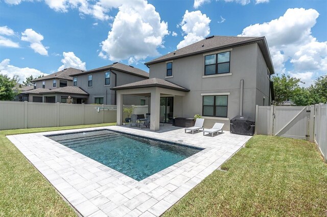 12382 Tibbetts St, Odessa, FL 33556 - view of pool with a gate, a fenced backyard, a patio area, and a grill