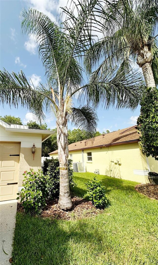19743 Ellendale Dr, Land O Lakes, FL 34638 - view of property exterior with stucco siding and a yard