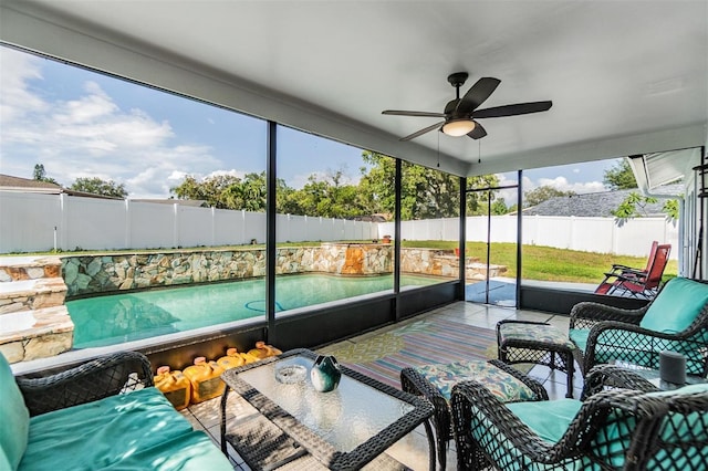 1304 Cedar Ct, Tarpon Springs, FL 34689 - sunroom / solarium with a ceiling fan