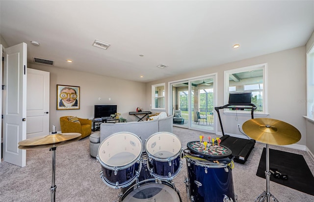 29038 Picana Ln, Wesley Chapel, FL 33543 - recreation room with carpet and recessed lighting