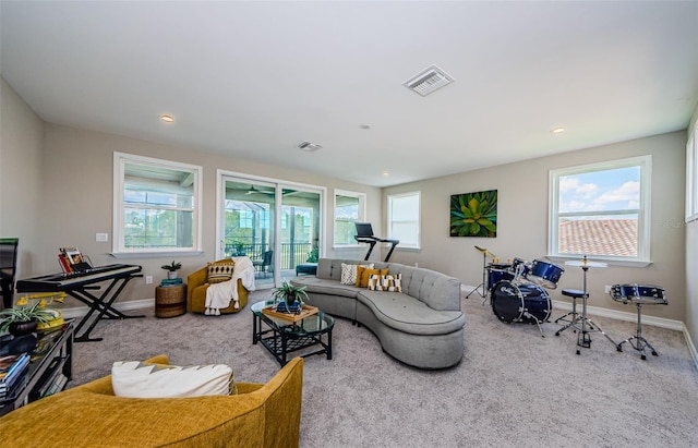 29038 Picana Ln, Wesley Chapel, FL 33543 - carpeted living area with recessed lighting