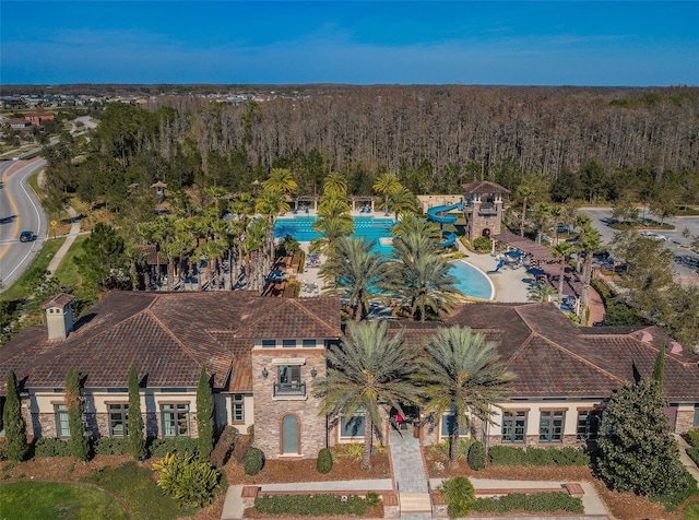 29038 Picana Ln, Wesley Chapel, FL 33543 - aerial overview of property's location with a pool area and a forest