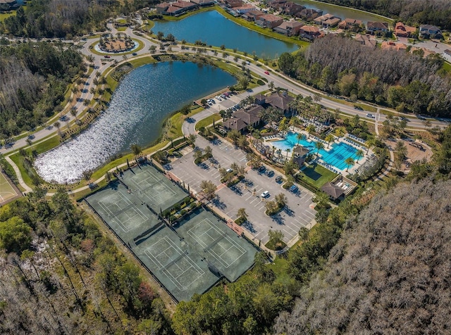 29038 Picana Ln, Wesley Chapel, FL 33543 - aerial overview of property's location featuring a pool area and a large body of water