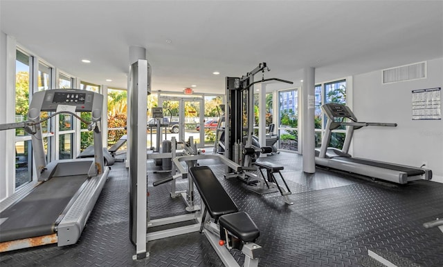 3315 58th Ave S Unit 421, Saint Petersburg, FL 33712 - exercise room with recessed lighting and expansive windows