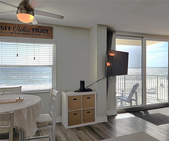 18650 Gulf Blvd Unit 314, Indian Shores, FL 33785 - dining space with wood finished floors and a ceiling fan