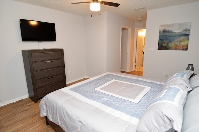 10265 Gandy Blvd N Unit 1409, Saint Petersburg, FL 33702 - bedroom featuring light wood-type flooring, a textured ceiling, and a ceiling fan