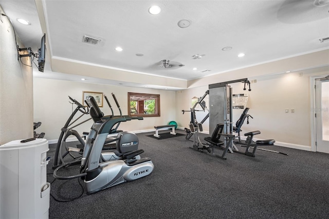 10265 Gandy Blvd N Unit 1409, Saint Petersburg, FL 33702 - workout area featuring crown molding and recessed lighting