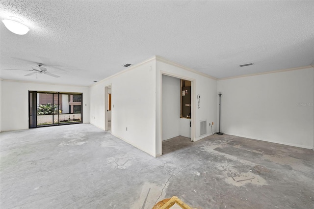506 Duxbury Ct Unit A, Safety Harbor, FL 34695 - unfurnished room featuring a textured ceiling, ceiling fan, and crown molding