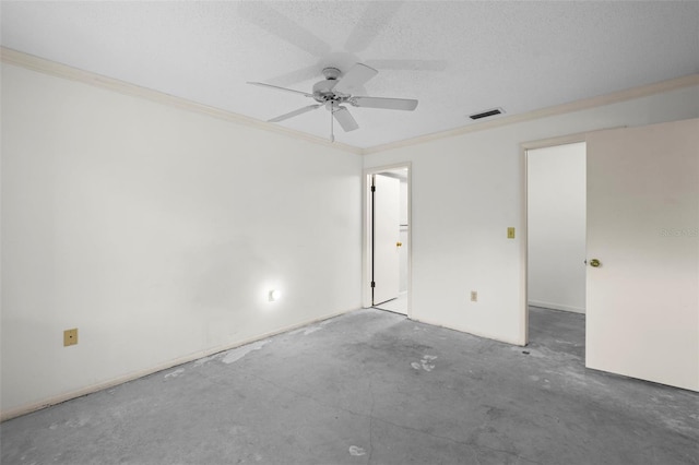 506 Duxbury Ct Unit A, Safety Harbor, FL 34695 - empty room with ornamental molding, ceiling fan, and a textured ceiling